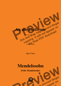 page one of F. Mendelssohn-An die Entfernte,Op.71 No.3,in A flat Major