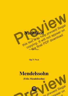 page one of F. Mendelssohn-Nachtlied,Op.71 No.6,in D flat Major