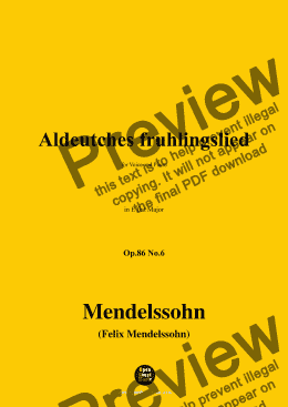 page one of F. Mendelssohn-Aldeutches fruhlingslied,Op.86 No.6,in E flat Major