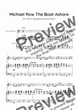 page one of Michael Row The Boat Ashore for Solo Tenor Saxophone and Piano