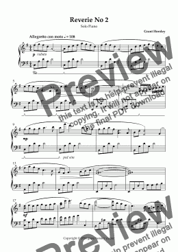 page one of  Reverie no 2 Original for Solo Piano