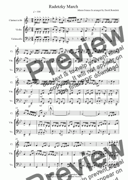 page one of Radetzky March for Clarinet, Violin and Cello Trio