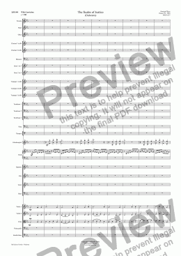 page one of The Scales of Justice (Orchestra) and Optional SATB Voices