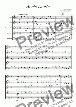 page one of Annie Laurie (for Wind Quintet)