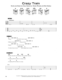 page one of Crazy Train (Really Easy Guitar)