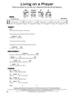 page one of Livin' On A Prayer (Really Easy Guitar)