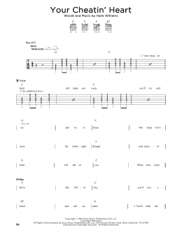 page one of Your Cheatin' Heart (Guitar Cheat Sheet)