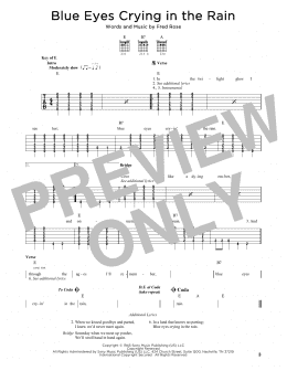 page one of Blue Eyes Crying In The Rain (Solo Guitar)