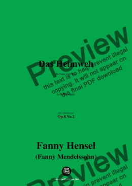 page one of Fanny Hensel-Das Heimweh,Op.8 No.2,in b flat minor