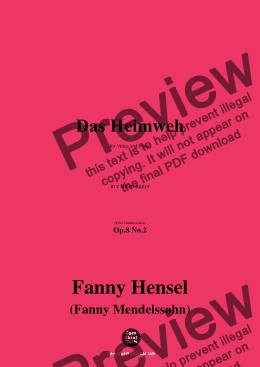 page one of Fanny Hensel-Das Heimweh,Op.8 No.2,in c sharp minor