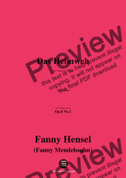 page one of Fanny Hensel-Das Heimweh,Op.8 No.2,in d minor