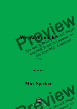 page one of Spicker-Weisst du noch?,Op.32 No.2,in F Major