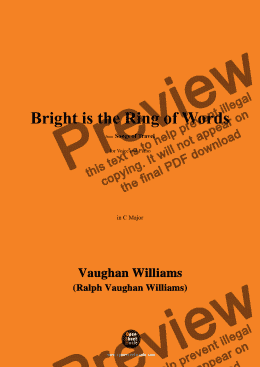 page one of Vaughan Williams-Bright is the Ring of Words,in C Major