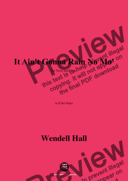 page one of Wendell Hall-It Aint Gonna Rain No Mo,in B flat Major