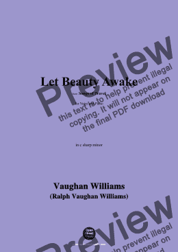 page one of Vaughan Williams-Let Beauty Awake,in c sharp minor 