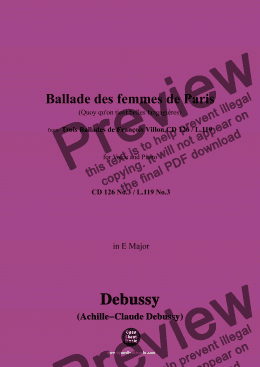 page one of Debussy-Ballade des femmes de Paris,in E Major