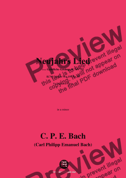 page one of C. P. E. Bach-Neujahrs Lied,in a minor