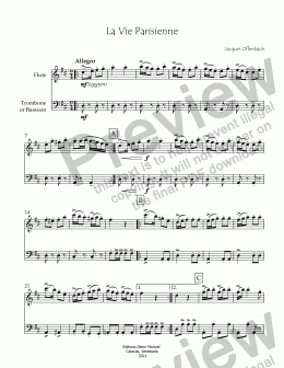 page one of La Vie Parisienne for flute & trombone