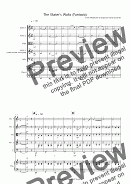 page one of The Skater's Waltz (Fantasia) for String Quartet