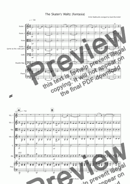 page one of The Skater's Waltz (Fantasia) for String Orchestra