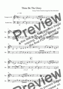 page one of Thine Be The Glory for Trumpet and Double Bass Duet