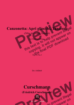 page one of Curschmann-Canzonetta:Apri gliocchi,Tancredi,Op.16 No.1,in c minor