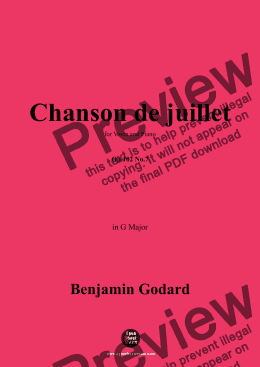 page one of B. Godard-Chanson de juillet,Op.102 No.7,in G Major 