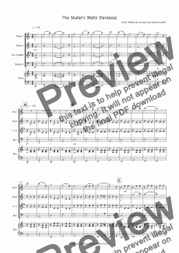 page one of The Skater's Waltz (Fantasia) for Double Reed Quartet