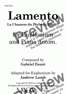 page one of Gabriel Fauré | Lamento | for Euphonium