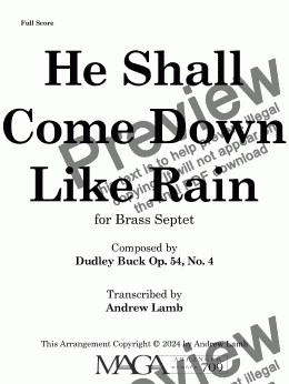 page one of Dudley Buck | He Shall Come Down Like Rain | for Brass Septet