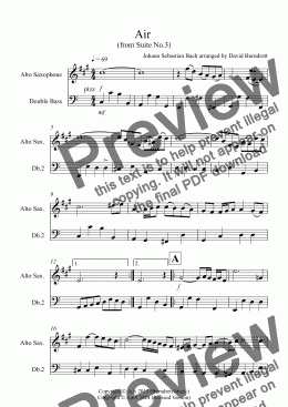 page one of Air on a G String for Alto Saxophone and Double Bass Duet