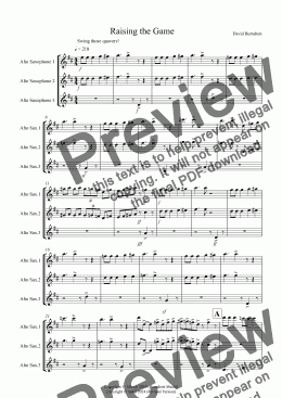 page one of Raising the Game (Jazzy Style!) for Alto Saxophone Trio