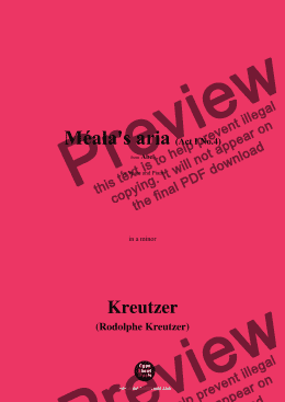 page one of R. Kreutzer-Méala's aria(Act I No.4),in a minor