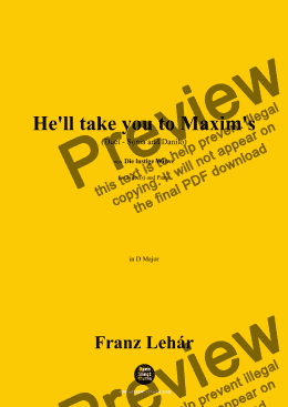 page one of Lehár-He'll take you to Maxim's,in D Major 