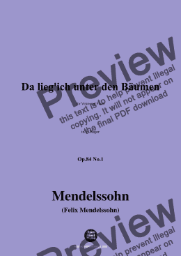 page one of F. Mendelssohn-Da lieg'ich unter den Bäumen,Op.84 No.1 ,in E Major