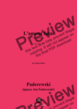 page one of Paderewski-L'amour fatal,Op.22 No.11,in g sharp minor 