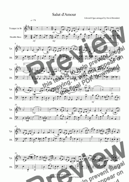 page one of Salut d'Amour for Trumpet and Double Bass Duet