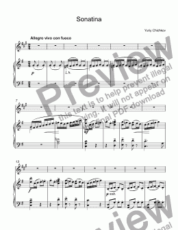 page one of Chichkov, Yuri - Sonatina for trumpet Bb & piano ( edit G major version)