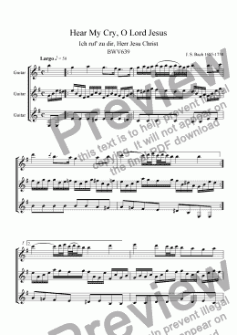 page one of Hear My Cry, O Lord Jesus, BWV 639