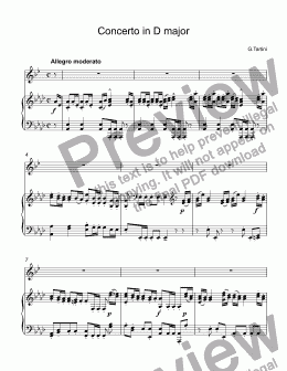 page one of Tartini, Giuseppe - Concerto in Ab-major, 1. Allegro for trumpet Bb & piano