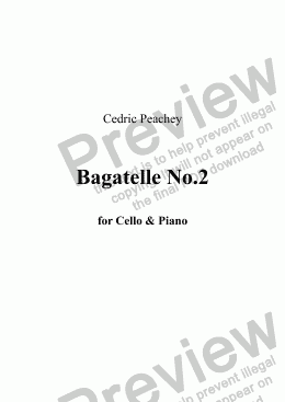 page one of Bagatelle No. 2  for 'cello & piano - Lento