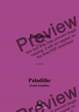 page one of Paladilhe-Pantoum,in a minor 