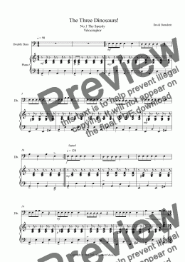 page one of 3 Dinosaur Pieces for Double Bass and Piano