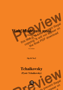 page one of Tchaikovsky-Wait!Moderato assai,in a minor 