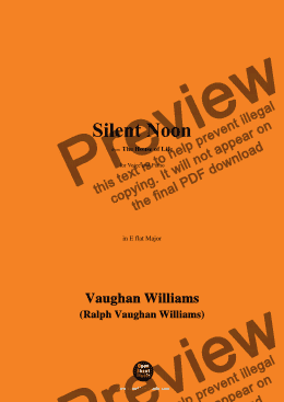 page one of Vaughan Williams-Silent Noon,in E flat Major 