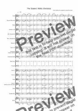 page one of The Skater's Waltz (Fantasia) for School Orchestra