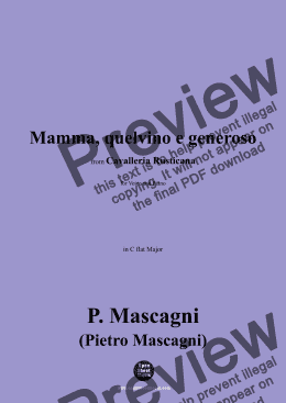 page one of P. Mascagni-Mamma,quel vino é generoso,in C flat Major 