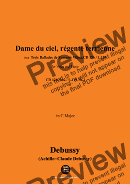 page one of Debussy-Dame du ciel,régente terrienne,in C Major 