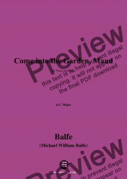 page one of Balfe-Come into the Garden,Maud,in C Major 