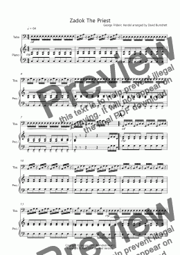 page one of Zadok The Priest for Tuba and Piano